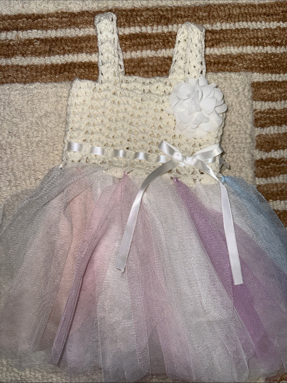 Elly & Emmy Pastel Tulle Dress Baby Girl Boutique Crochet Tutu Dress 0-6M - Picture 2 of 3